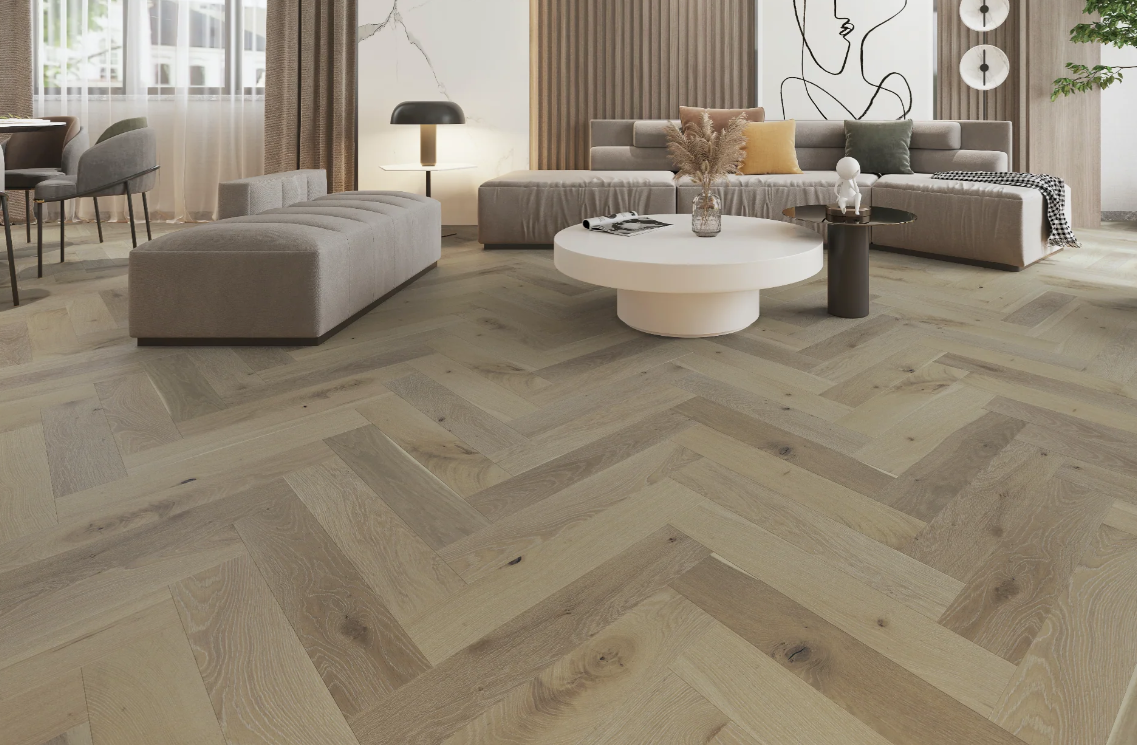 BiYork Nouveau 7 Bespoke European Oak Herringbone Wire Brushed Northern Veranda (S) 5" x 3/4" (18 mm)