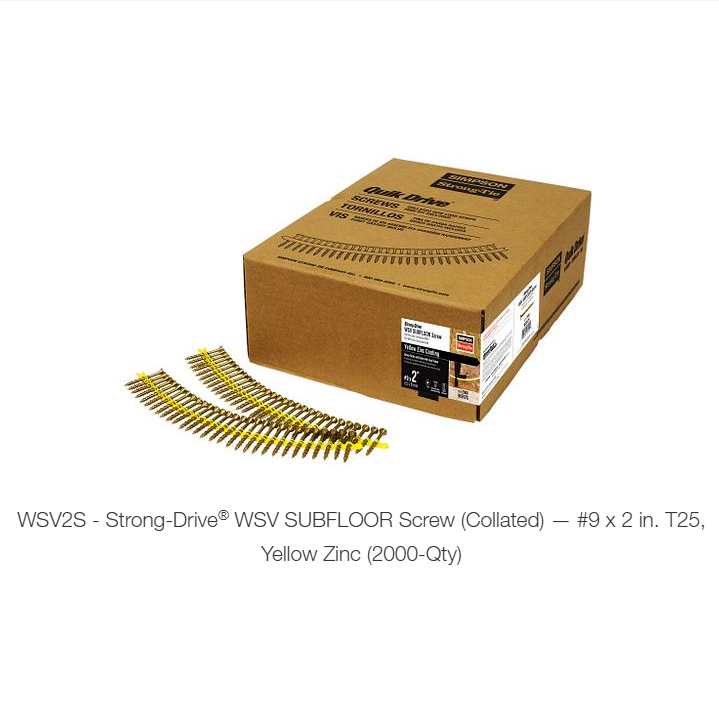 Simpson Strong-Tie Quik Drive Subfloor Screw (Collated) #9 x 1 3/4" T-25, Yellow-Zinc (2000 Quantity)