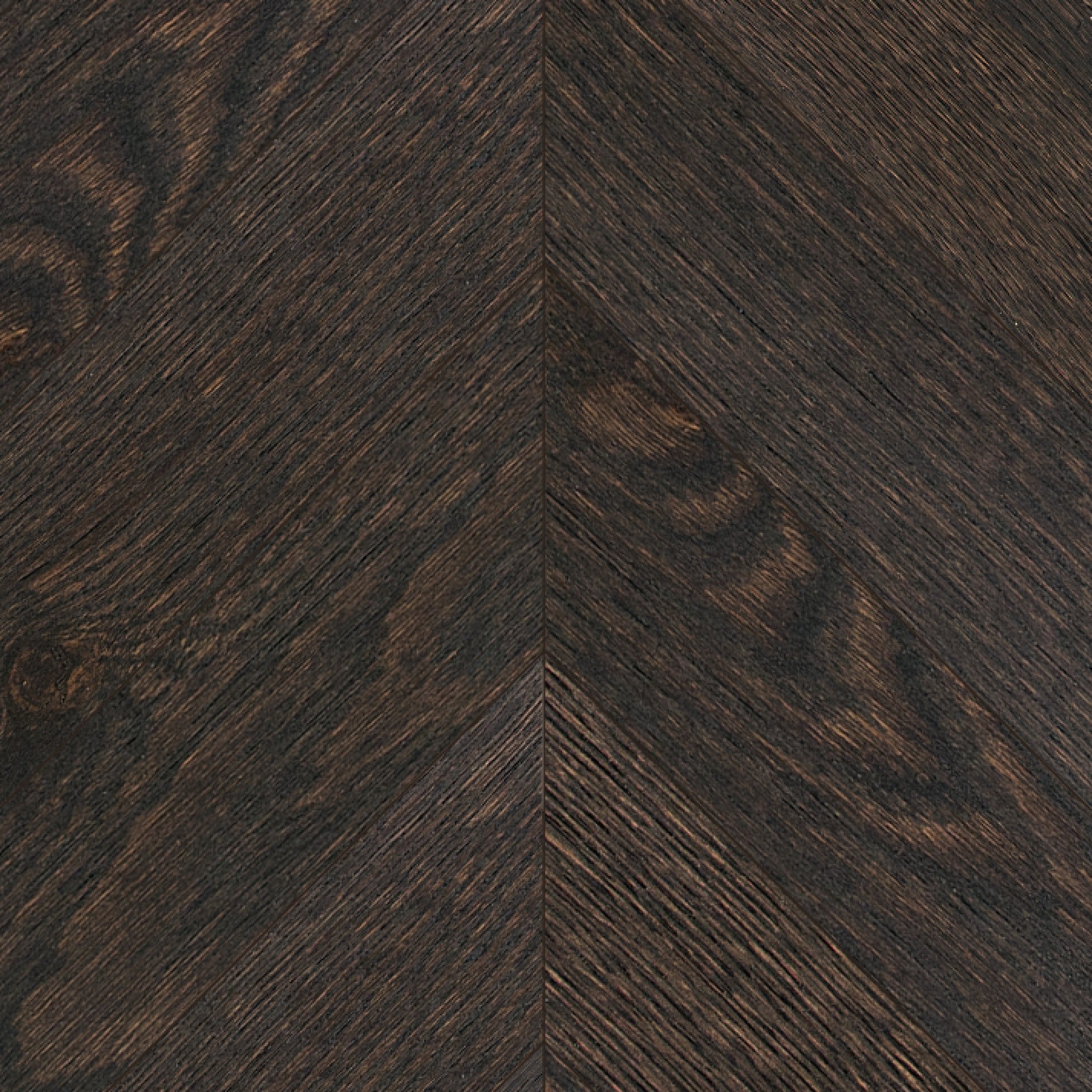 Vintage Northern Solid Sawn White Oak Baroque Wirebrushed Chevron 5" x 24.4" UVF Character Grade