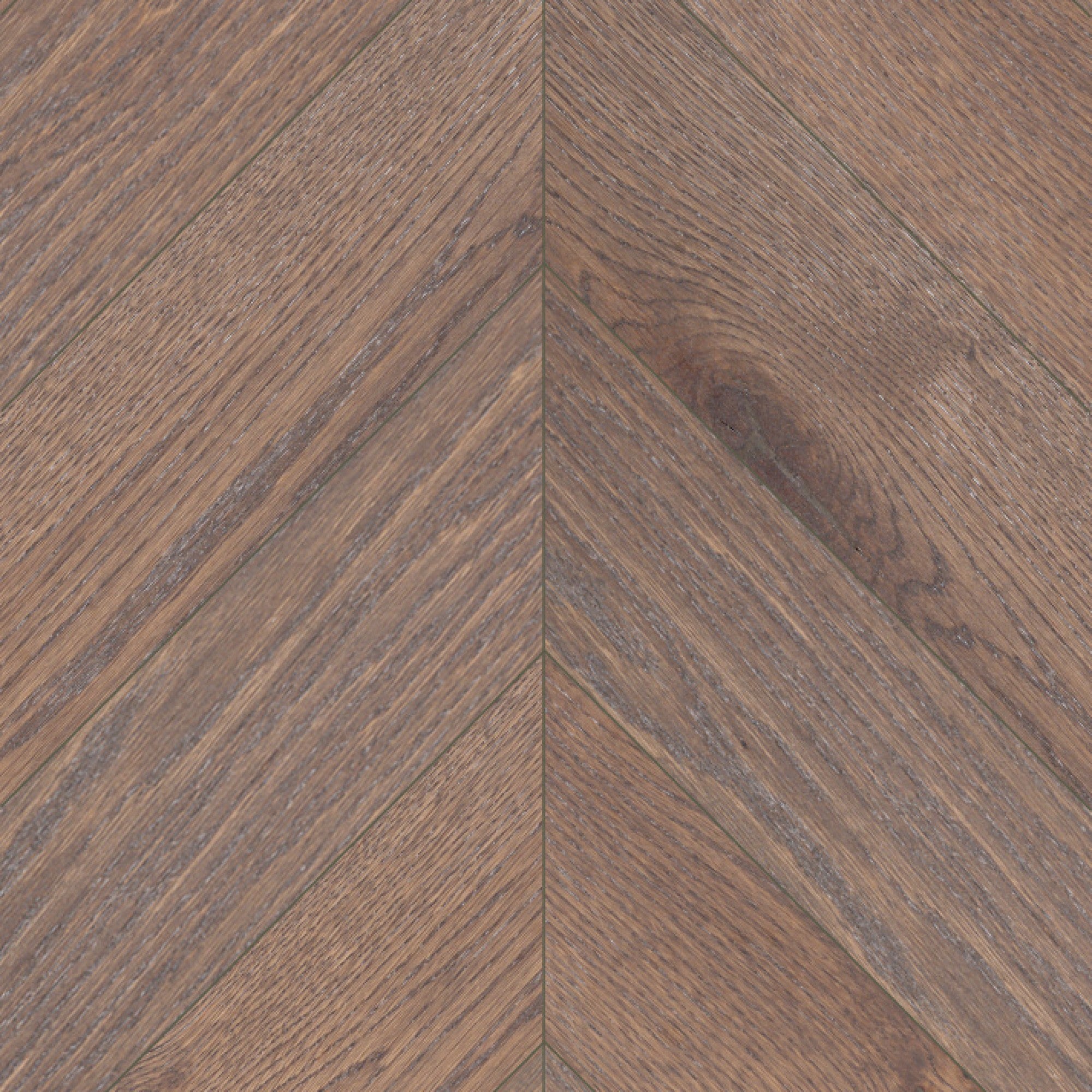 Vintage Northern Solid Sawn White Oak Bauhaus Wirebrushed Chevron 5" x 24.4" UVF Character Grade
