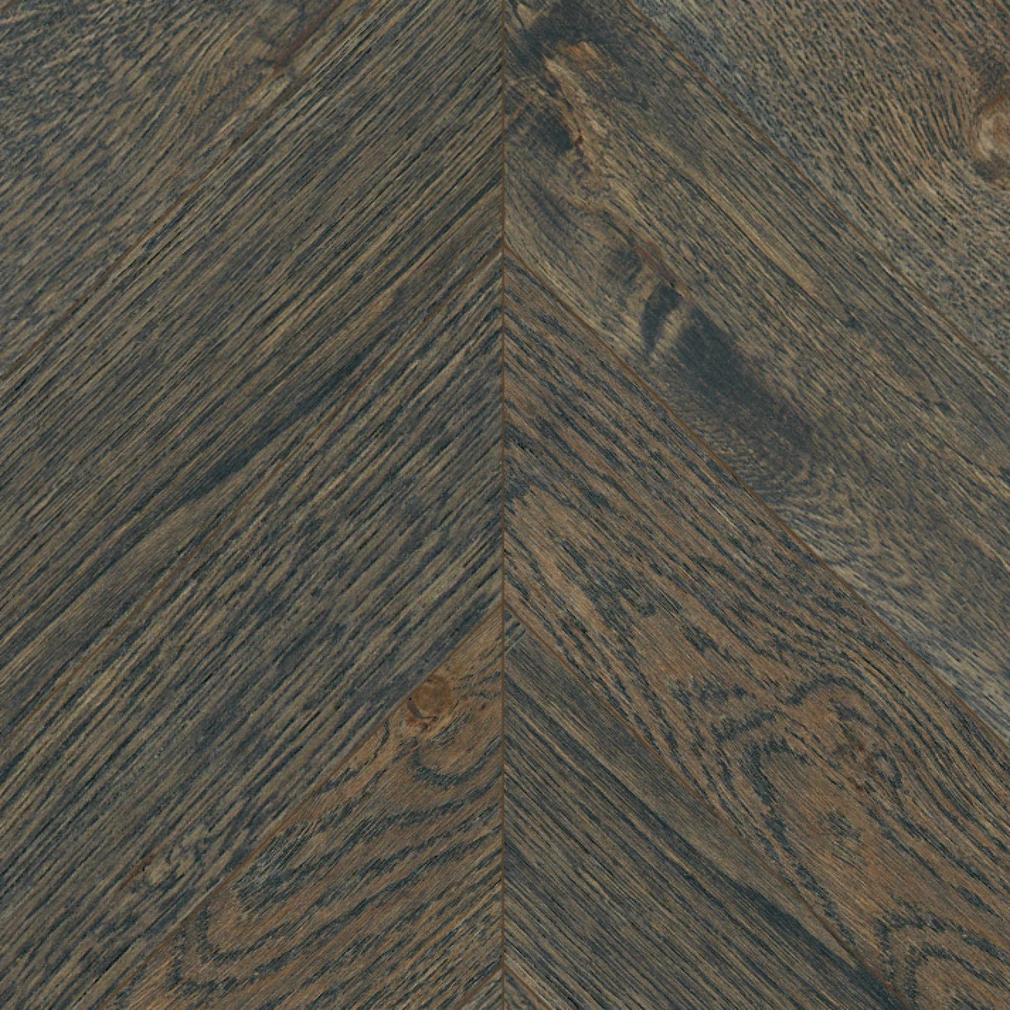 Vintage Northern Solid Sawn White Oak Gotham Wirebrushed Chevron 5" x 24.4" UVF Character Grade
