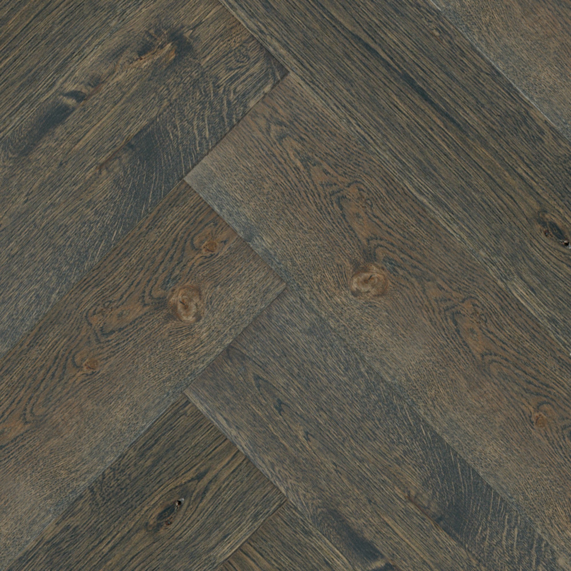 Vintage Northern Solid Sawn White Oak Gotham Wirebrushed Herringbone 3 1/4" x 14.68" UVF Select V Grade