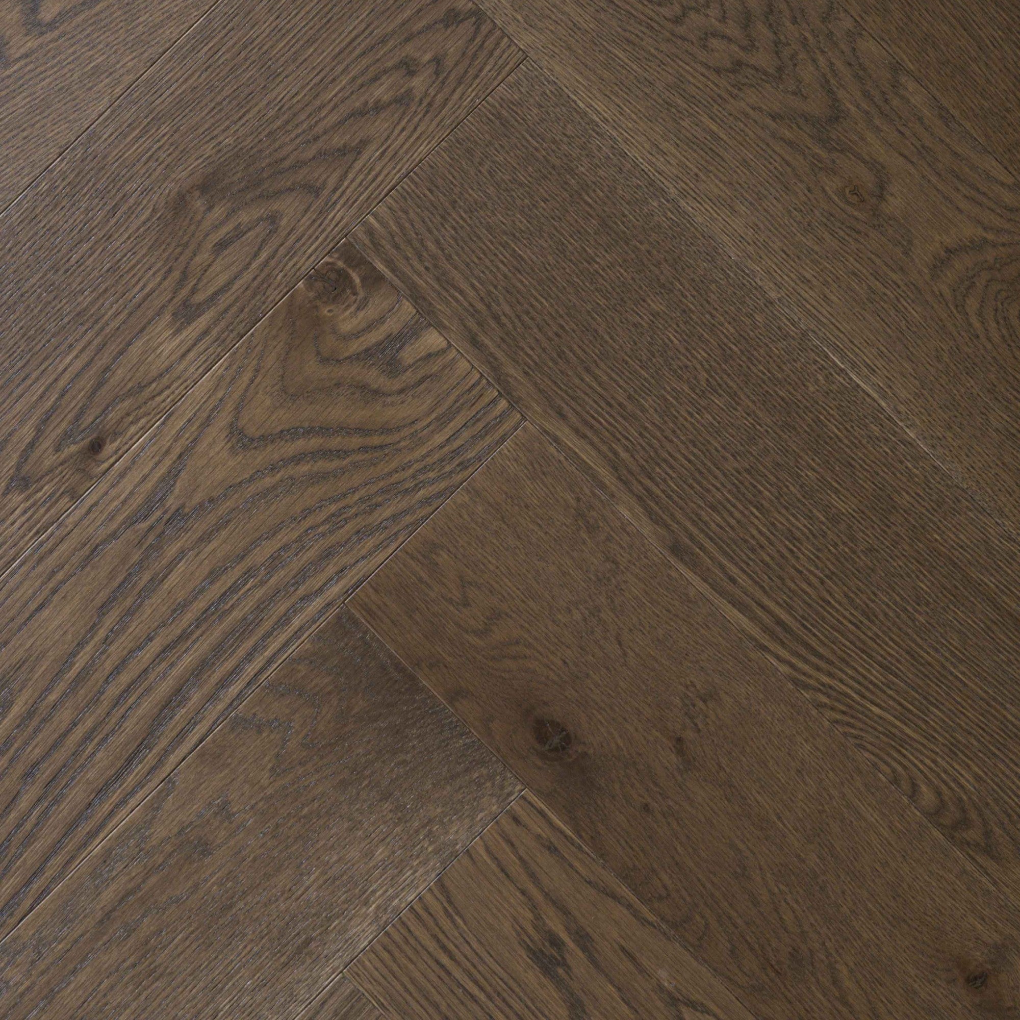 Vintage Northern Solid Sawn White Oak Thatch Smooth Herringbone 5" x 30" UVF Character Grade