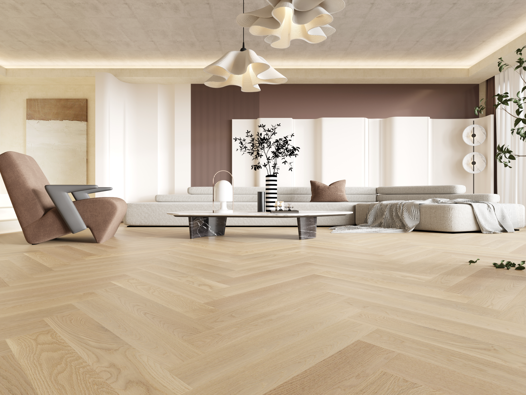 Vidar American Oak Naked Oak 3/4" (18mm) x 5" x 30" Wire Brushed Select (ABC) (ABC) - Herringbone