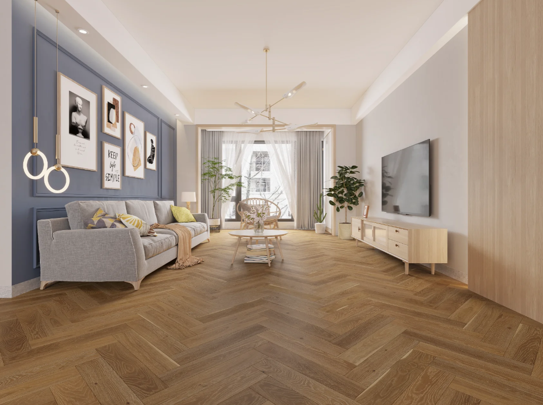 BiYork Nouveau 7 Bespoke European Oak Herringbone Wire Brushed Forest Grotto (S) 5" x 3/4" (18 mm)