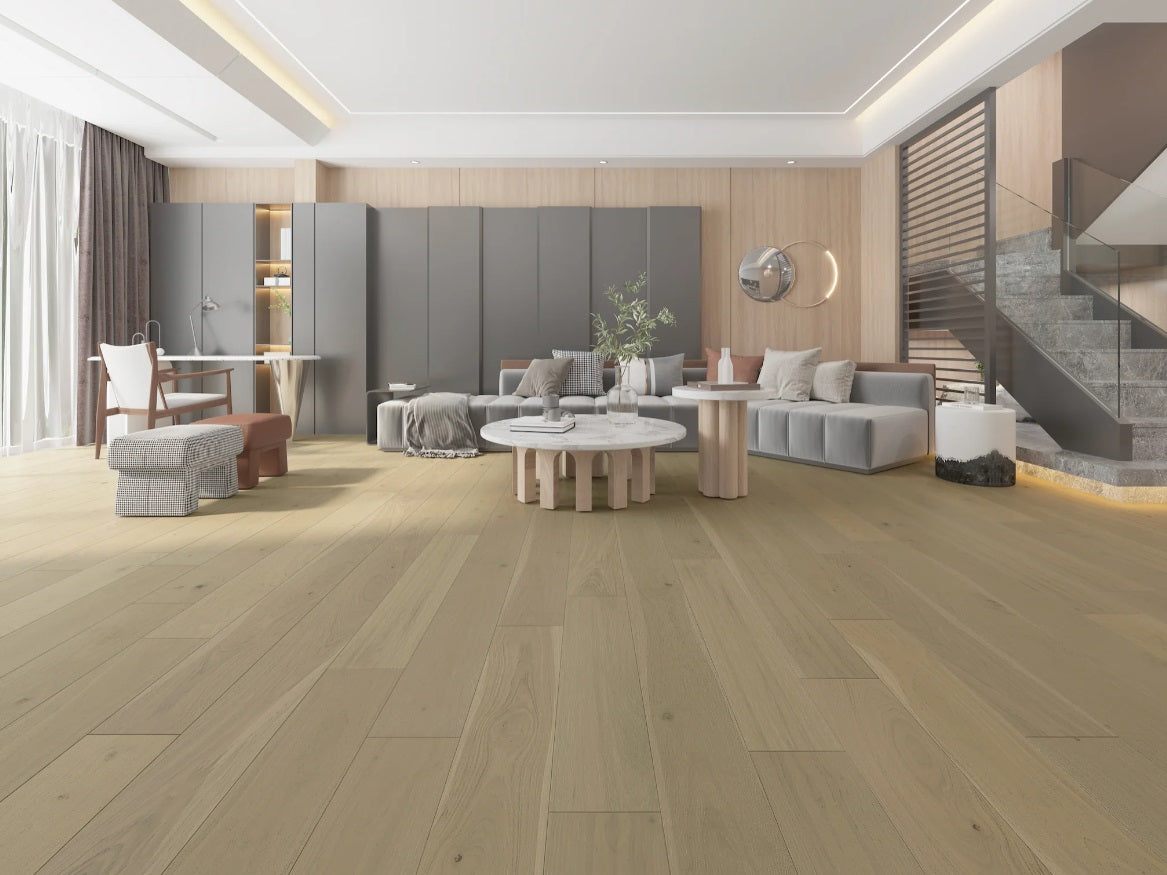 BiYork Nouveau 8 European Oak Wire Brushed Barely Beige 8 1/2" x 3/4" (18 mm)