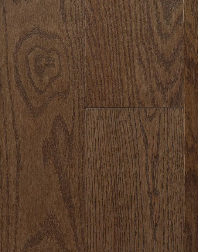Superior Red Oak Engineered Timberwolf Wire Brushed 5 3/16" x 3/4" 5% Matte Sheen Premier Grade