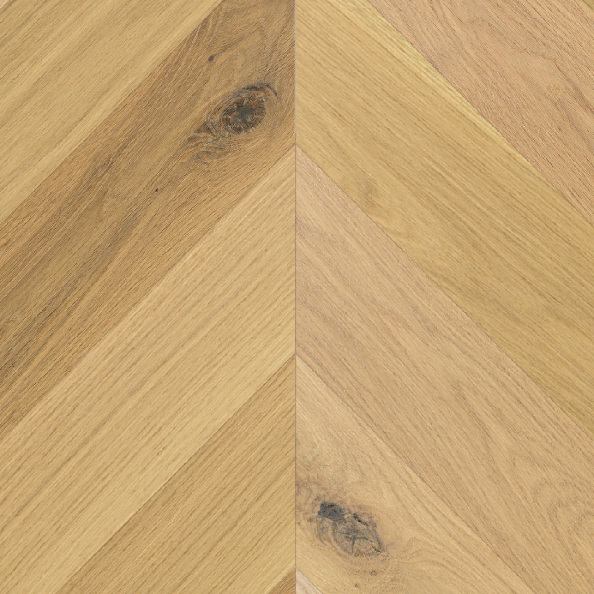 Vintage Northern Solid Sawn White Oak Alabaster Wirebrushed Chevron 5" x 24.4" UVF Character Grade