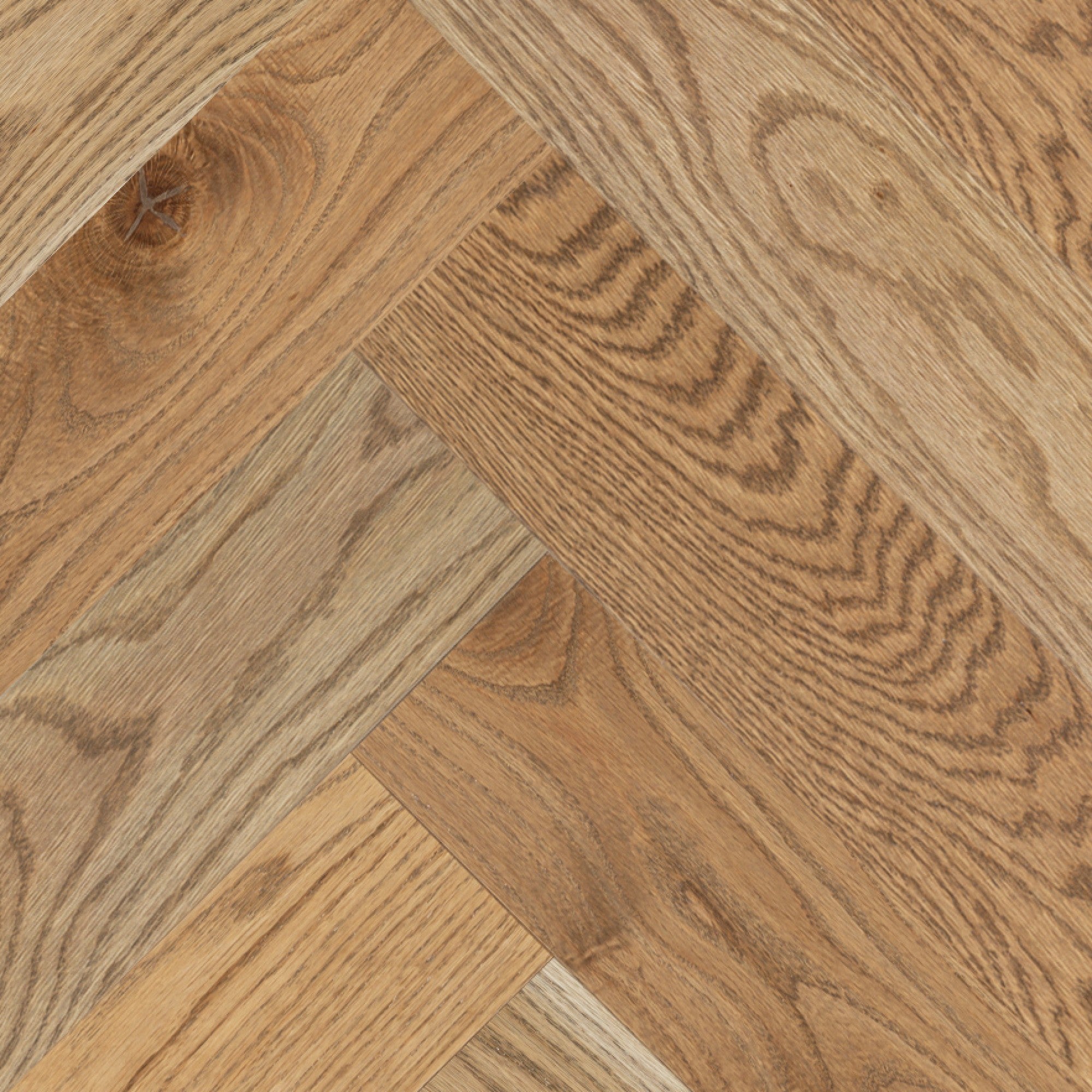 Vintage Northern Solid Sawn White Oak Canvas Smooth Herringbone 5" x 30" Pearl Low Sheen Character Grade